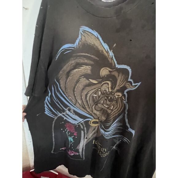 Vintage Beauty and the Beast Disney Graphic T-Shirt Distressed - Picture 2 of 16